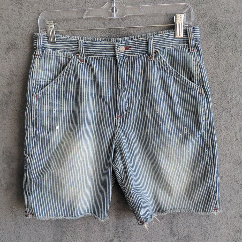 Polo Ralph Lauren Denim Shorts Girls 18 Stripe Paint Splatter Cotton 8" Inseam